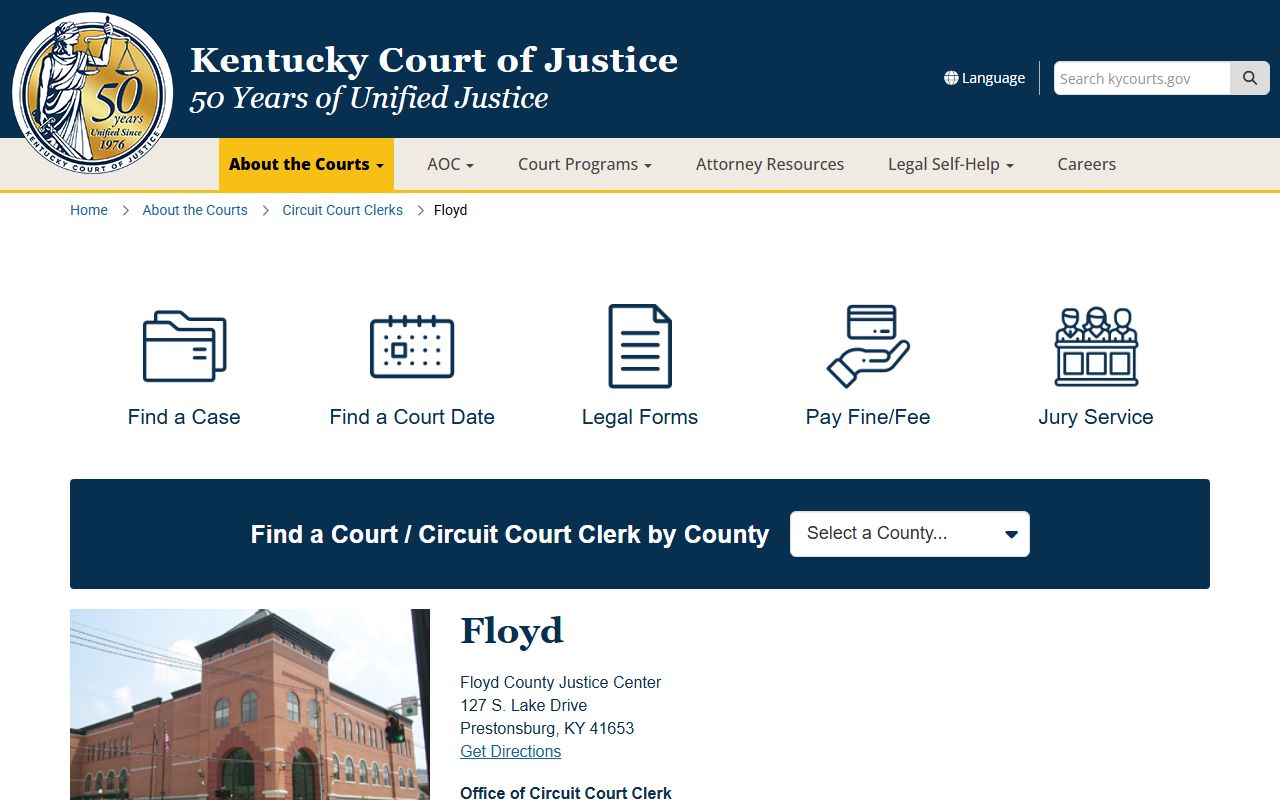 Floyd County Circuit Court Clerk court records page