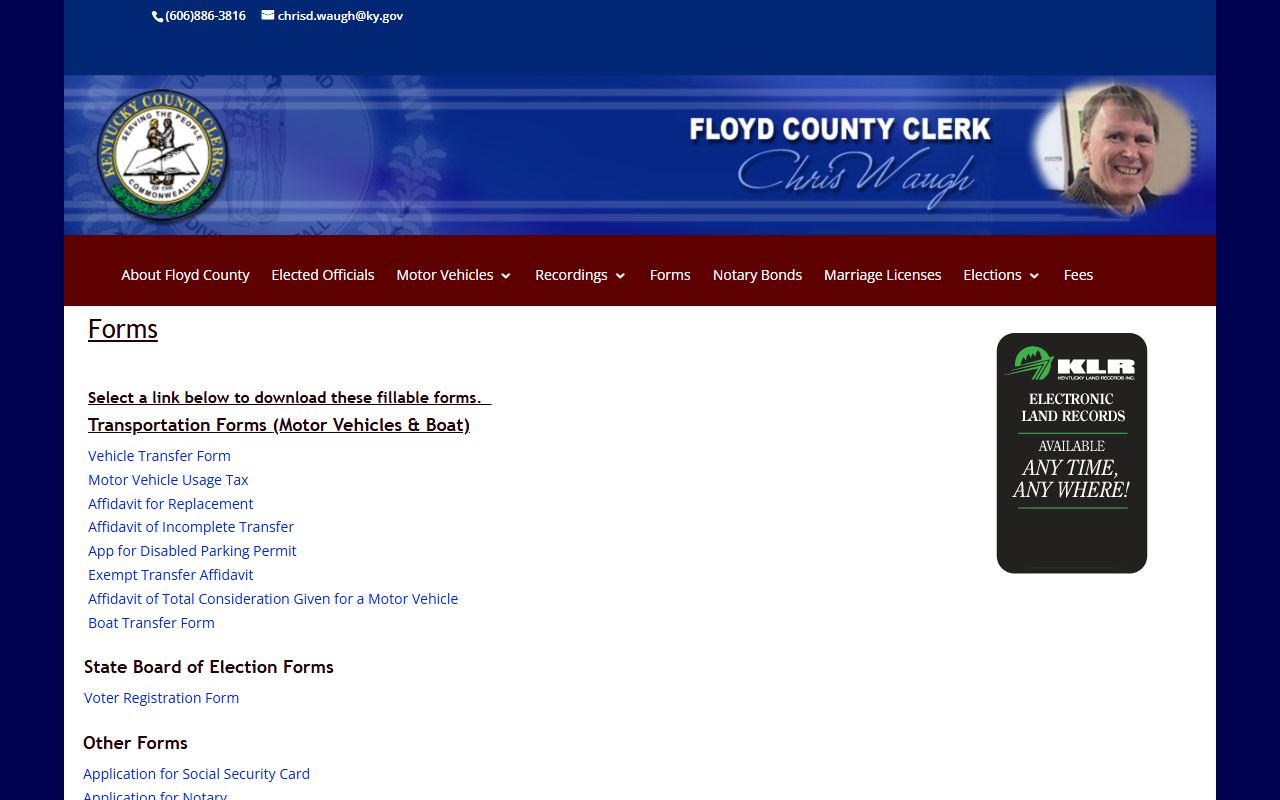 Floyd County Clerk records forms page