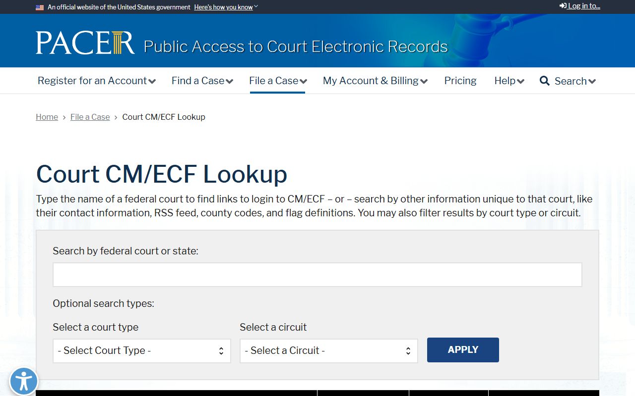 Floyd County Circuit Court federal PACER lookup distinction