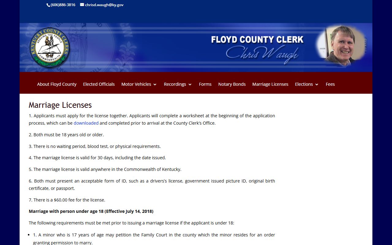 Floyd County marriage records license page